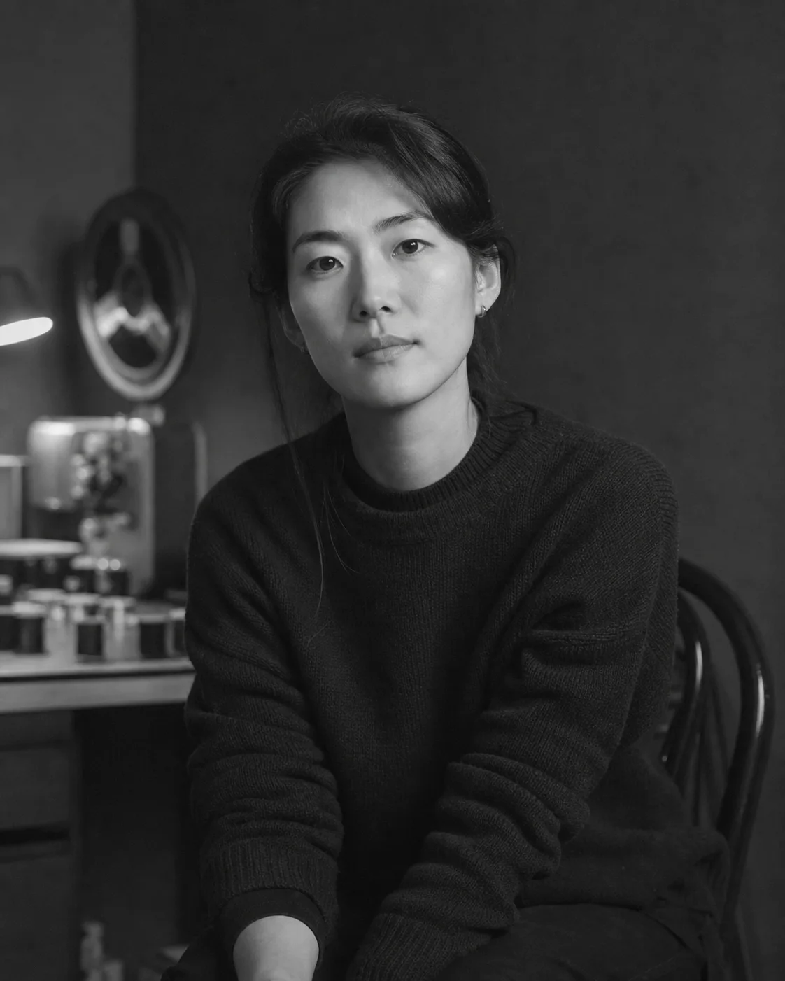 가상의 필름 디렉터 나라 벨의 흑백 초상